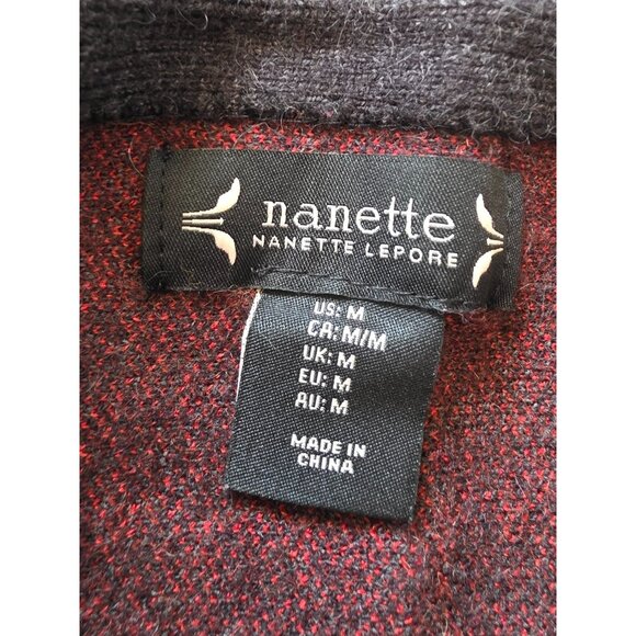 Nanette Lepore Womens Long Sleeve Sweater Medium Black/Red Side Zipper Red Cuffs - Picture 4 of 7